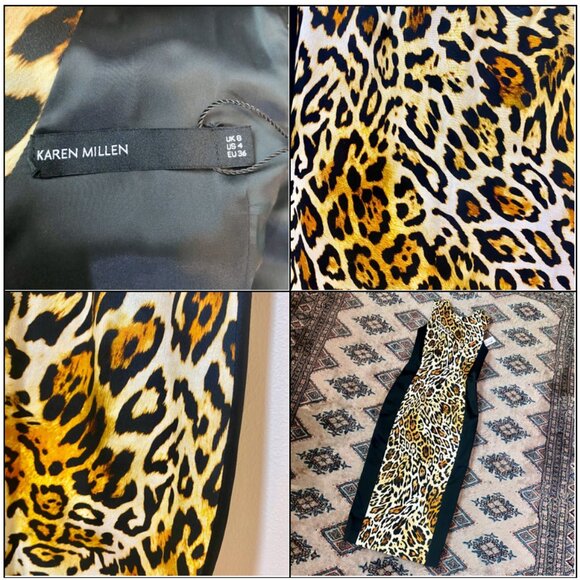 *NWT* Karen Millen Leopard Print Panel Seam Sleeveless Pencil Dress - Size 4 - Picture 11 of 16